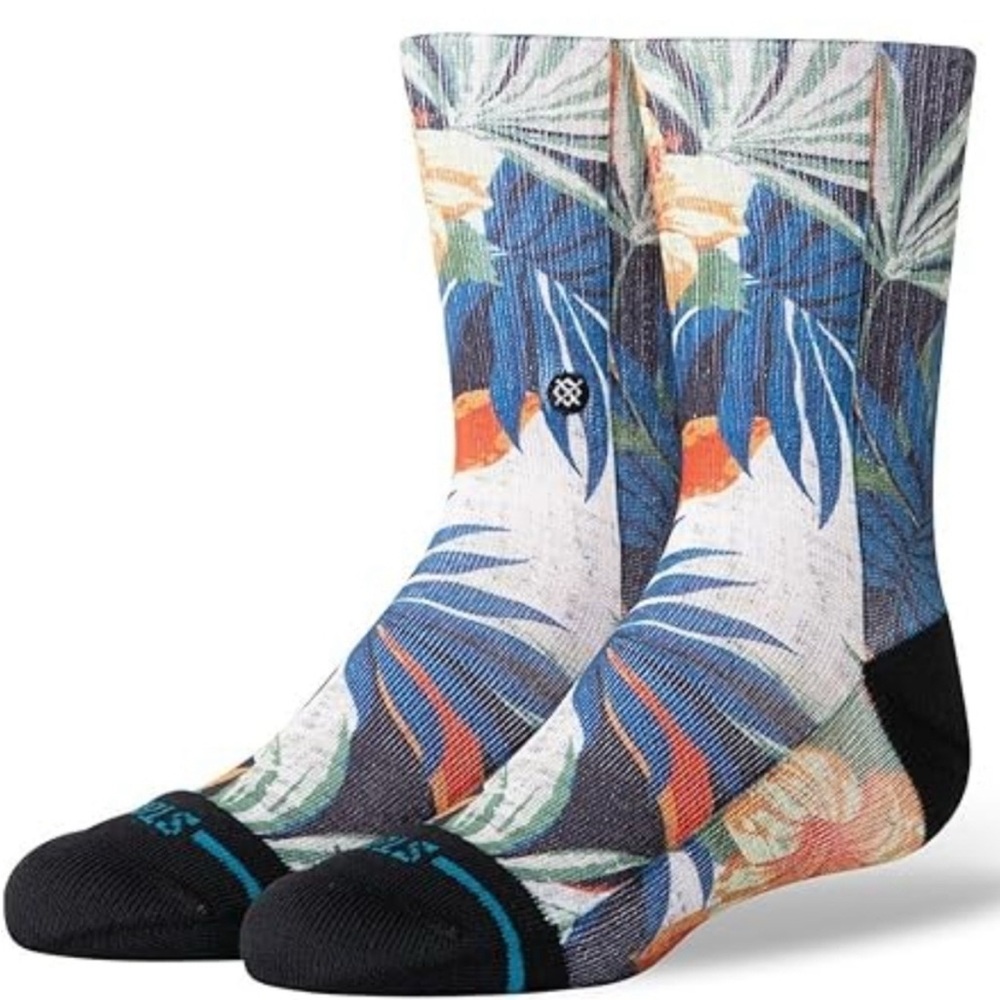 Stance Wade Collection Casual Tropical Print Crew Socks - Blue/Multicolor NWT